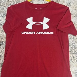 Under Armour Red Short-Sleeve Crew with White Logo